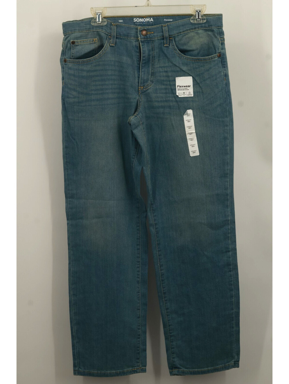Sonoma Womens Jeans Size 16 Husky Straight Leg Flexwear Stretch Denim Blue NWT